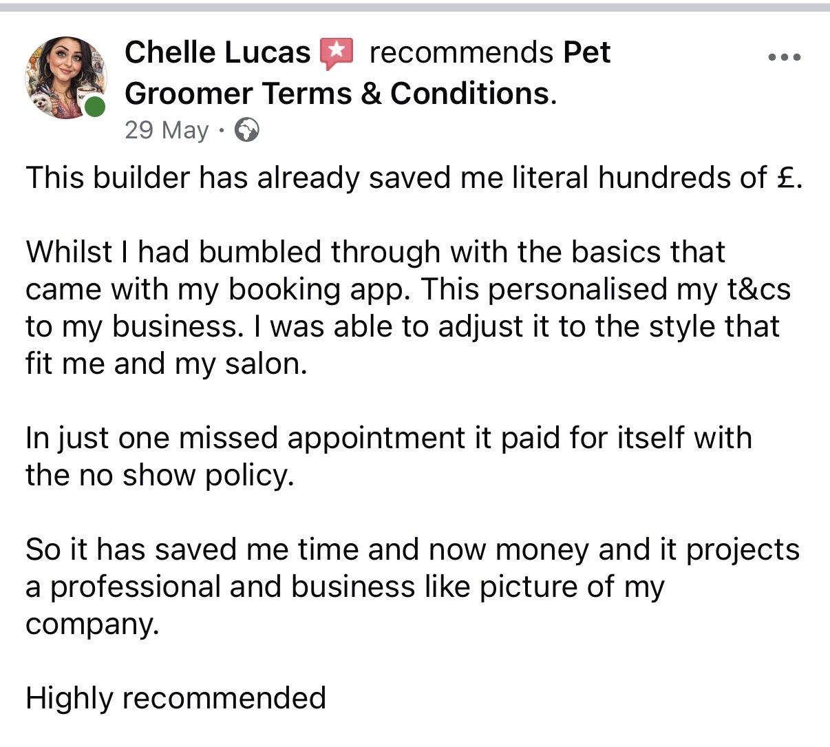 Facebook recommendation from Chelle Lucas