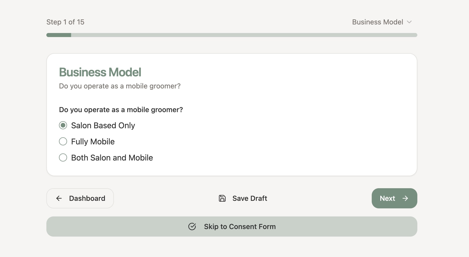 Dog Grooming Terms and Conditions builder — answer guided questions