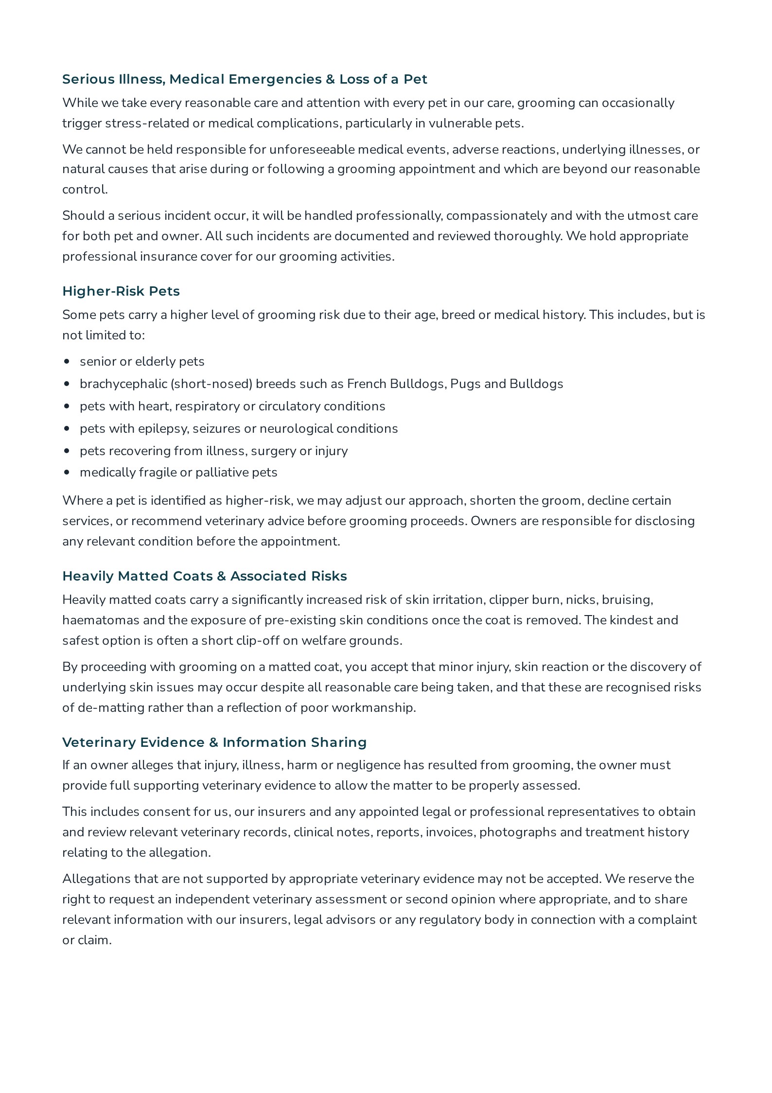 Example Terms and Conditions PDF, Page 3 · Photography, Complaints & More