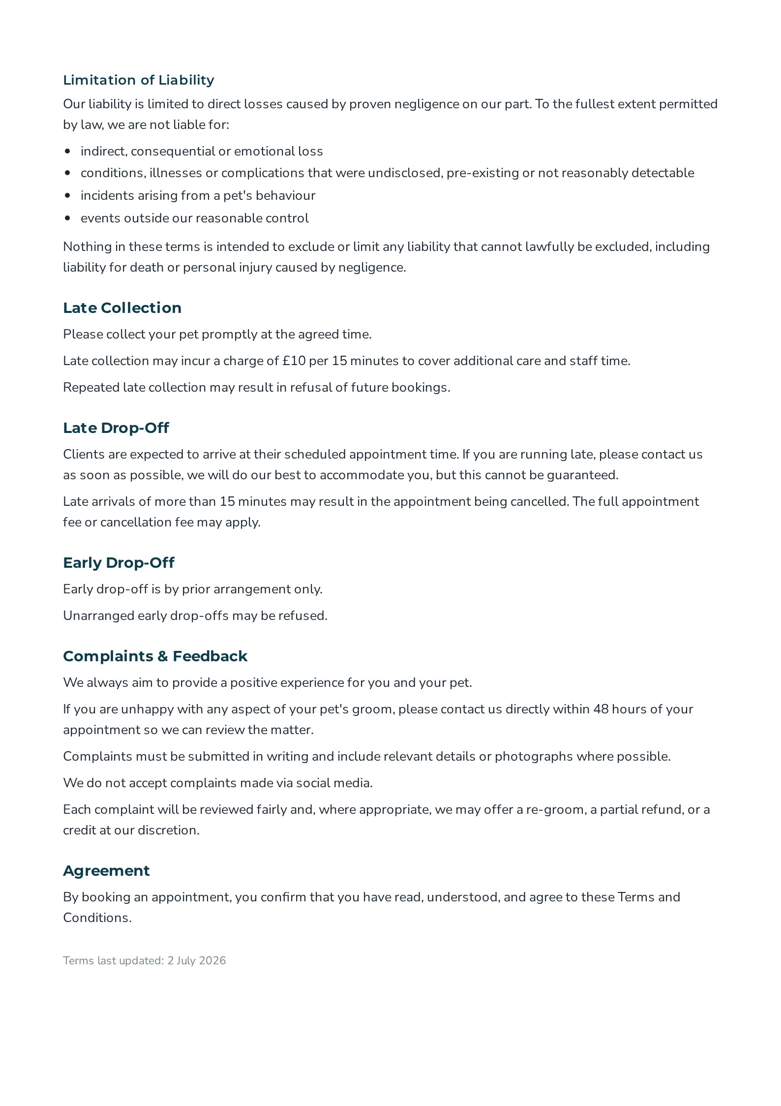 Example Terms and Conditions PDF, Page 4 · Client Agreement & Sign-off